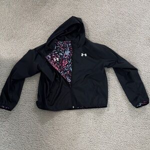 Under Armour Kids Black reversable Raincoat with Pink Pattern